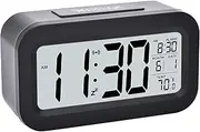Necomi Nightlight Digital Alarm Clock, Creative Smart, Bedside Desk Table Electronic Clock Battery Operated Mute Luminous Alarm Clock with Adjustable Light, Suitable for Students and Children (Black)