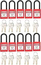 Lockout Tagout Locks Set, 10 Sets 38mm 2 Keys Per Loto Locks and Safety Padlocks Electrical Lockout Tag Out Kits, Loto Product Safe Padlocks for Lock Out Tag Out Stations Devices (Red)