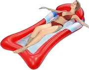 Pool Lounger Float Mesh, Folding Adult Water Lounger with Mesh, Sunbathing Lying Down Raft Comfortable Tanning Accessories