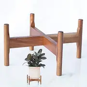 Macaw on Kapok Acacia Wood Plant Stand - Fits 8 to 14 inch Pot - Indoor/Outdoor - Mid Century Modern - Holds up to 175 lbs