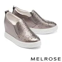 在飛比找Yahoo奇摩購物中心優惠-休閒鞋 MELROSE 美樂斯 時髦閃鑽鏤空牛皮內增高厚底休