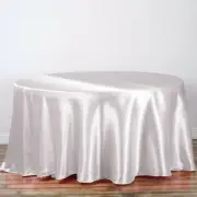Pack of (8) BRAND NEW 108" Round White Satin Tablecloths Seamless Hemmed Linens