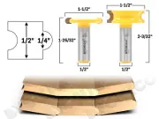 1/4" Bead 2 Bit Canoe Joint Router Bit Set - 1/2" Shank - Yonico 13201