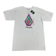 Volcom Mens Star Shields Stone Short Sleeve Crewneck T-Shirt White M