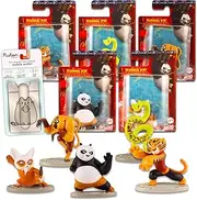 Kung Fu Panda Mini Figures Cake Topper Birthday Party Supplies - Bundle With 5 Characters & More | Miniature Party Favors