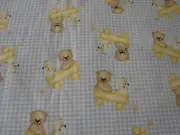 Flannelette Teddy Wants A Ride Grey Fitted Cot Sheet Handmade