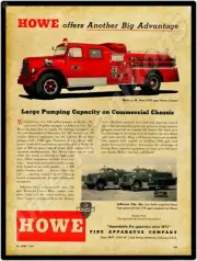 1957 Howe Fire Apparatus New Metal Sign: Shelby Wisconsin Fire Department Truck