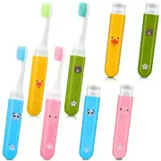 8 Pack Soft Travel Toothbrushes Mini Toothbrush with Case for Hiking, 4 Colors