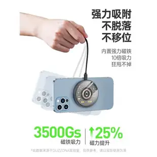 適用Magsafe15W三合一磁吸無線充 耳機手表桌面充電器透明移動電源充電寶機械風透明款蘋果數據線type-c線