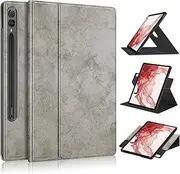 [Jarttarn] Tablet Case Compatible with Samsung Galaxy Tab S10 Plus/S10+ 12.4 Inch (2024),360° Rotating Support Leather Case,Color Printing Pattern PU Leather Smart Case,with Pen Slot (Gray)