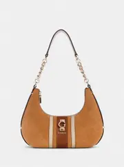 GUESS Brown Erenia Top Zip Shoulder Bag