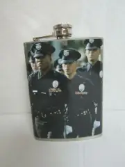 Police In Uniform Thin Blue Line Stainless Steel 8oz. Hip Flask FB17UP