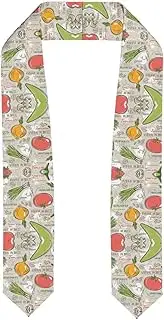 [SKKNT] Vegetable Fruit Print Graduation Shawl Stole For Academic Commencements Honor Sash Congratulations Gift