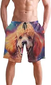 [XYMZR] Poodle Portrait Galaxy Men's Swim Trunks Quick-Dry Bathing Suit Swimming Board Shorts S