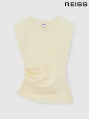 Reiss Lemon Sadie 13-14 yrs Cotton Jersey Cap Sleeve Ruched Top (AN5004) | $55