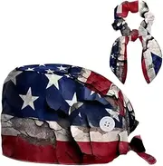 [YTYVAGT] Scrub Caps Women,Scrub Hats Suitable for Women,Vintage American Flag on The Wall