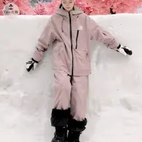 在飛比找蝦皮購物優惠-Zeo'大尺碼 粉色滑雪服女 防風防水滑雪服套裝 情侶款戶外