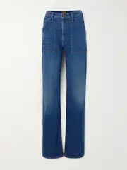 [Mother] Mother - The Patch Maven High-rise Wide-leg Jeans - Dark denim - 31 31 Blue
