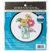 3 Pack Dimensions Learn-A-Craft Counted Cross Stitch Kit 6" Round-Summer Flowers