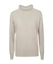 ribbed cashmere roll-neck jumper S,XS,M oyster color