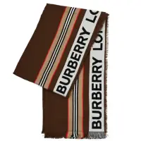 在飛比找momo購物網優惠-【BURBERRY 巴寶莉】經典品牌LOGO撞色條紋印花保暖