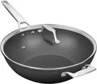 MsMk Titanium and Ceramic Nonstick Wok pan with lid，12.5 Hard Anodized Grey