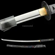 Japanese Katana 9260 Spring Steel Sword Battle Ready With Painting Scabbard Gray