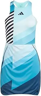 [adidas] Women`s Aero Ready Transformative Tennis Dress Flash Aqua and Black