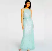 Size 13/14 Mint Racerback Sequin Prom Homecoming Pageant Evening Gown Dress NWT
