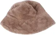 [DEARMAMY] Women's Autumn Plush Bucket Hat Hats Holder Caps Hat Wallaroo Custom Women Cap Fisherman Hat Plush Simple Hat Plush Hat Casual Hat Warm Hat Black Plush