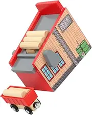 Boy Girl-Friendly DIY Wooden Train Toys Set Logging Camp Blocks Train Track Accessory Kit