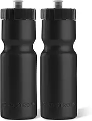 50 Strong Sports Squeeze Water Bottle 2 Pack - 22 oz. BPA Free Easy Open Push/Pull Cap - USA Made