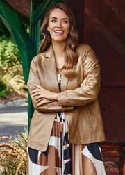 [TS] Taking Shape Leather Elsie Blazer Size 16 in Cinnamon - Plus Size Women's Coats & Jackets Cinnamon