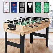 Foosball Table, 10-in-1 Football Soccer Ball Shuffleboard Tennis Bowling Chess Foose Tables Home Party Favour Kids Game Training Equipment Indoor Sport