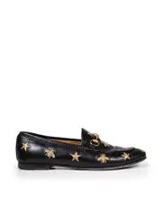 Black Leather Bee & Star Horsebit Loafers