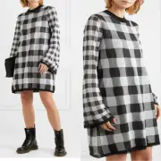McQ Alexander McQueen Checked Knitted Mini Dress Sz Medium New