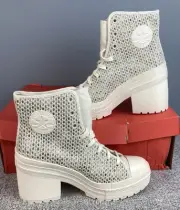 Converse Chuck 70 De Luxe Heel Shoes Women Sz 10 White Platform Knit A07535C