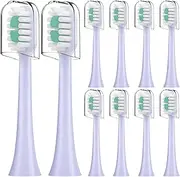 Earouth Compatible AquaSonic Icon Electric Toothbrush Replacement Heads, W-Shaped Bristles, 10 Pack (Lilac, Medium)