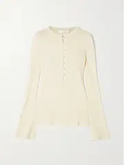 [Chloé] Chloé - Ribbed-knit Wool Top - White - FR 42 FR 42 White
