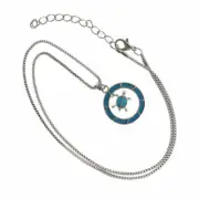 Silver Tone Box Chain Necklace 18" With Turtle Pendant - 2mm - 1 Piece - Z047