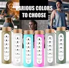 32 Oz Borosilicate Glass Water Bottle with Times to Drink BPA Free Water Bottles