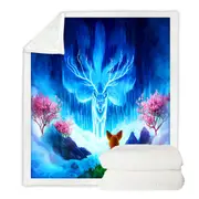Animal Fantasy Art Wisdom Lake Fox Throw Blanket