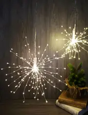 WARM WHITE Dual Power Firework Hanging Light 200 LED