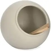 Garden Trading Salt Cellar with Birch Spoon in Chalk Ceramic Salt Keeper Storage