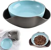 Pistachio Bowl,Snack Serving Dish,Double Peanut Bowl with Nut Seeds Shell Candy Storage,Shell Collecting Snack Bowl with Shell Storage,Sunflower Seed Cherries Fruits Candy with Bowl Attached (A)
