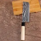 Nakiri Knife Japanese Zebra Damascus Pattern Cleaver Chef Kitchen Wood 7" Blade