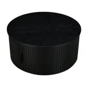 Norman 80cm Timber Round Coffee Table With Storage Black