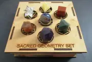 7pc Chakra Sacred Geometry Set with Merkaba Star Crystal Gemstone in Wooden Box