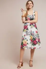NWT ANTHROPOLOGIE AMELIA FLORAL PRINT MIDI DRESS 4, 10