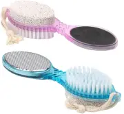 2 pack Pedicure Paddle Kit 4 in 1 Tool with Pumice Stone for Feet Hand Toe Nail
